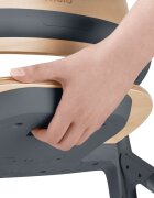 Lionelo Scaun de masa multifunctional Celia din lemn de fag 6 luni- adult reglabil pe inaltime spatar lat sezut ergonomic tavita silicon suport de picioare reglabil greutate maxima 90 Kg Gri