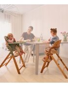 Lionelo Scaun de masa multifunctional Megan din lemn de fag 6 luni- adult reglabil pe inaltime husa impermeabila tavita silicon suport de picioare reglabil greutate maxima 110 Kg AlbNatur