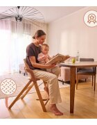Lionelo Scaun de masa multifunctional Megan din lemn de fag 6 luni- adult reglabil pe inaltime husa impermeabila tavita silicon suport de picioare reglabil greutate maxima 110 Kg AlbNatur