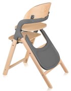 Lionelo Scaun de masa multifunctional Megan din lemn de fag 6 luni- adult reglabil pe inaltime husa impermeabila tavita silicon suport de picioare reglabil greutate maxima 110 Kg Gri