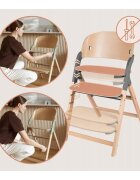 Lionelo Scaun de masa multifunctional Megan din lemn de fag 6 luni- adult reglabil pe inaltime husa impermeabila tavita silicon suport de picioare reglabil greutate maxima 110 Kg Gri