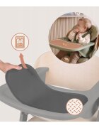 Lionelo Scaun de masa multifunctional Megan din lemn de fag 6 luni- adult reglabil pe inaltime husa impermeabila tavita silicon suport de picioare reglabil greutate maxima 110 Kg Gri