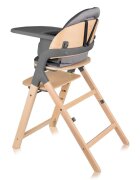 Lionelo Scaun de masa multifunctional Megan din lemn de fag 6 luni- adult reglabil pe inaltime husa impermeabila tavita silicon suport de picioare reglabil greutate maxima 110 Kg Gri