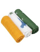 Lionelo Set 3 scutece multifunctionale Dino din bambus 70x70 cm multicolor