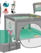 Lionelo Tarc de joaca Mille Plus Verde pliabil include saltea 4 jucarii cu velcro manere textile 100x100x77 cm