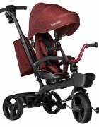 Lionelo Tricicleta pentru copii Kori Red Burgundy cu scaun reversibil rotire 360 grade ultrapliabila suport de picioare control al directiei conform cu standardul european de securitate EN71
