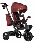 Lionelo Tricicleta pentru copii Kori Red Burgundy cu scaun reversibil rotire 360 grade ultrapliabila suport de picioare control al directiei conform cu standardul european de securitate EN71