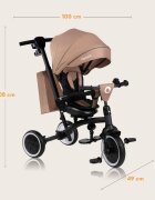 Lionelo Tricicleta pentru copii Tris Plus Bej Ultrapliabila Multifunctionala Pana la 25 kg Inclinare spatar in fata si in spate Suport picioare Control al directiei Scaun reversibil Rotire 360 grade Conform cu EN71
