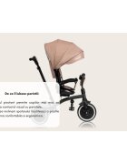 Lionelo Tricicleta pentru copii Tris Plus Bej Ultrapliabila Multifunctionala Pana la 25 kg Inclinare spatar in fata si in spate Suport picioare Control al directiei Scaun reversibil Rotire 360 grade Conform cu EN71