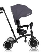 Lionelo Tricicleta pentru copii Tris Plus Gri Ultrapliabila Multifunctionala Pana la 25 kg Inclinare spatar in fata si in spate Suport picioare Control al directiei Scaun reversibil Rotire 360 grade Conform cu EN71