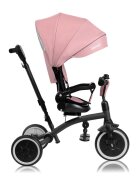 Lionelo Tricicleta pentru copii Tris Plus Roz Ultrapliabila Multifunctionala Pana la 25 kg Inclinare spatar in fata si in spate Suport picioare Control al directiei Scaun reversibil Rotire 360 grade Conform cu EN71