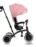 Lionelo Tricicleta pentru copii Tris Plus Roz Ultrapliabila Multifunctionala Pana la 25 kg Inclinare spatar in fata si in spate Suport picioare Control al directiei Scaun reversibil Rotire 360 grade Conform cu EN71