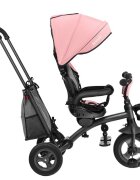 Lionelo Tricicleta pentru copii Tris RozGri Ultrapliabila Multifunctionala Mecanism de pedalare libera Suport picioare Control al directiei Scaun reversibil Rotire 360 grade Conform cu standardul european de securitate EN71