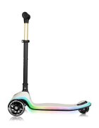 Lionelo Trotineta pentru copii Mey Bej ultrapliabila cu lumini si cosulet maner ajustabil pe inaltime 3 ani+ pana la 50 kg ultra usor 2.8 kg conform cu standardul EN71-123 certificata Intertek