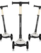 Lionelo Trotineta pentru copii Mey Bej ultrapliabila cu lumini si cosulet maner ajustabil pe inaltime 3 ani+ pana la 50 kg ultra usor 2.8 kg conform cu standardul EN71-123 certificata Intertek