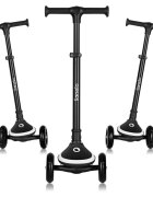 Lionelo Trotineta pentru copii Mey Negru ultrapliabila cu lumini si cosulet maner ajustabil pe inaltime 3 ani+ pana la 50 kg ultra usor 2.8 kg conform cu standardul EN71-123 certificata Intertek