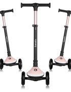 Lionelo Trotineta pentru copii Mey Roz ultrapliabila cu lumini si cosulet maner ajustabil pe inaltime 3 ani+ pana la 50 kg ultra usor 2.8 kg conform cu standardul EN71-123 certificata Intertek