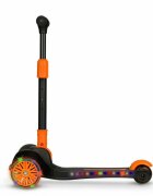 Lionelo Trotineta Timy PortocaliuNegru cu 3 roti LED ghidon reglabil pliabila platforma antiderapanta greutate suportata 50 kg varsta 3 ani+