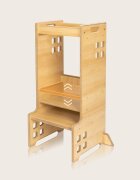Lionelo Turn de invatare Montessori Cass Alb functie de raft pentru carti pana la 30 kg 1-6 ani din MDF si furnir 3 trepte de inaltime
