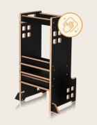 Lionelo Turn de invatare Montessori Cass Negru functie de raft pentru carti pana la 30 kg 1-6 ani din MDF si furnir 3 trepte de inaltime
