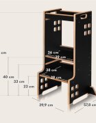 Lionelo Turn de invatare Montessori Cass Negru functie de raft pentru carti pana la 30 kg 1-6 ani din MDF si furnir 3 trepte de inaltime