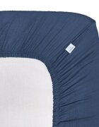 Little Amy Cearceaf muselina organica cu elastic Albastru inchis 80 x 160 cm