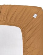 Little Amy Cearceaf muselina organica cu elastic Maro deschis 60 x 120 cm