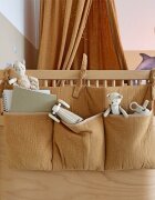 Little Amy Organizator suspendat din muselina pentru pat 60 x 30 cm Golden dots camel