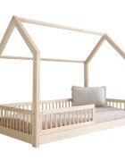 Little Amy Pat copii casuta montessori Timber Sleep balustrade cu bare rotunde Natur 80x160 cm