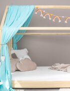 Little Amy Pat copii montessori tip casuta LittleAmy Angel Nest Balustrade cu bare rotunde Natur 70 x 140 cm