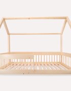 Little Amy Pat copii montessori tip casuta LittleAmy Angel Nest Balustrade cu bare rotunde Natur 90 x 200 cm