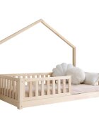 Little Amy Pat pentru copii casuta montessori MiniNest balustrade cu bare plate Natur 80x160 cm