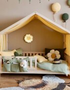 Little Amy Pat pentru copii casuta montessori Stillwood Cottage balustrade cu bare plate Natur 100x180 cm