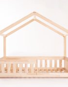 Little Amy Pat pentru copii Montessori tip casuta LittleAmy Cozi Cottage balustrade cu bare plate Natur 120 x 200 cm