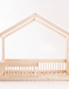 Little Amy Pat pentru copii Montessori tip casuta LittleAmy Cozi Cottage balustrade cu bare rotunde Natur 120 x 200 cm
