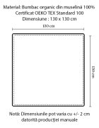 Little Amy Paturica din muselina bumbac organic MiniMini 130 x 130 cm Baby Blue