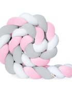 Little Amy Protectie de pat impletita MiniMini Velvet Magic Roz Gri cu Alb 200 cm