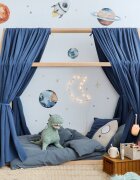 Little Amy Set 2 baldachine muselina pentru pat tip casuta Albastru inchis 2x280 cm pentru pat 70x140 cm