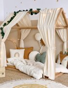 Little Amy Set 2 baldachine muselina pentru pat tip casuta Crem 2x330 cm pentru pat 100x180 cm