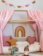 Little Amy Set 2 baldachine muselina pentru pat tip casuta Roz 2x330 cm pentru pat 100x180 cm