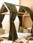 Little Amy Set 2 baldachine muselina pentru pat tip casuta Verde 2x330 cm pentru pat 100x200 cm