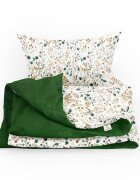 Little Amy Set lenjerie de pat single din bumbac Mini Flori Smarald 100x135 cm