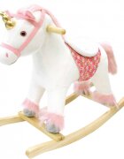 Little Mom Balansoar Unicorn Bella din plus cu sunete roti baza solida din lemn recomandat 3 ani+