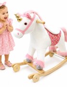 Little Mom Balansoar Unicorn Bella din plus cu sunete roti baza solida din lemn recomandat 3 ani+