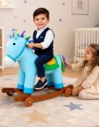Little Mom Balansoar Unicorn Bouncy din pluscu roti sunete baza solida din lemn recomandat 3 ani+