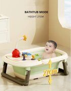 Little Mom Cadita 3 in 1 pentru copii AquaPlay Green pliabila echipata cu masuta de joaca detasabila dus functional si dop evacuare apa picioruse reglabile in inaltime dimensiune 78.5 x 51.5 x 38 cm