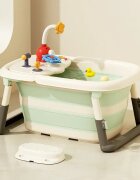 Little Mom Cadita 3 in 1 pentru copii AquaPlay Green pliabila echipata cu masuta de joaca detasabila dus functional si dop evacuare apa picioruse reglabile in inaltime dimensiune 78.5 x 51.5 x 38 cm