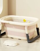Little Mom Cadita 3 in 1 pentru copii AquaPlay Pink pliabila echipata cu masuta de joaca detasabila dus functional si dop evacuare apa picioruse reglabile in inaltime dimensiune 78.5 x 51.5 x 38 cm