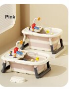 Little Mom Cadita 3 in 1 pentru copii AquaPlay Pink pliabila echipata cu masuta de joaca detasabila dus functional si dop evacuare apa picioruse reglabile in inaltime dimensiune 78.5 x 51.5 x 38 cm