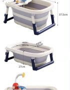 Little Mom Cadita 3 in 1 pentru copii AquaPlay Pink pliabila echipata cu masuta de joaca detasabila dus functional si dop evacuare apa picioruse reglabile in inaltime dimensiune 78.5 x 51.5 x 38 cm